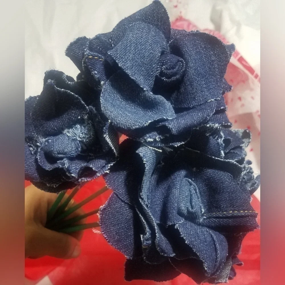 Tasty Raw Edge Denim Forever Roses Mixed Bouquet